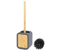 eluno Brosse WC avec Surface caoutchoutée Soft Touch en Plastique et Bambou, avec 1 tête de Brosse de Rechange (Gris)