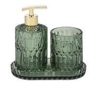 eluno Burano Ensemble de salle de bain 3 pièces en verre, accessoires de salle de bain ronds comprenant 1 distributeur de savon, 1 gobelet et 1 bol, idéal pour la salle de bain, les toilettes