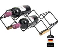 eluno Casier à vin pour 5 bouteilles, en métal et bambou, empilable