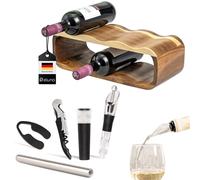 eluno Casier à vin Set de 6 pièces INCL. décanteur-verseur avec Bouchon, Sommelier, Bouchon à Vide, Tige de Refroidissement et Coupe-Film, Set de Sommelier, en Bois d'acacia