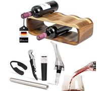 eluno Casier à vin Set de 6 pièces INCL. décanteur-verseur avec Bouchon, Sommelier, Bouchon à Vide, Tige de Refroidissement et Coupe-Film, Set de Sommelier, en Bois d'acacia