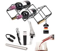 eluno Casier à vin Set de 6 pièces INCL. décanteur-verseur avec Bouchon, Sommelier, Bouchon à Vide, Tige de Refroidissement et Coupe-Film, Set pour Les Amateurs de vin, Set de Sommelier
