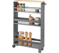eluno Chariot de cuisine en niche, chariot de cuisine, organisateur de salle de bain avec 3 niveaux, bois, gris