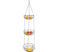 eluno Corbeille à fruits, corbeille à suspendre Ampoule de cuisine avec 3 étages en métal noir & bambou