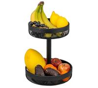 eluno Corbeille à fruits ronde à 2 étages avec un diamètre de 20 cm et 25 cm - Corbeille à fruits pour le stockage de fruits, légumes, pain, épices et collations dans la cuisine et le salon - En métal