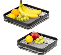 eluno Corbeille à fruits - set de 2 corbeilles à pain, coupe à fruits carrée, en métal noir