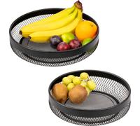 eluno Corbeille à fruits - set de 2 corbeilles à pain, coupe à fruits ronde, en métal noir