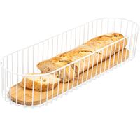 eluno coupe en fil métallique avec fond en bambou, panier en fil métallique panier polyvalent, coupe à fruits, corbeille à pain, corbeille à petits pains, panier long pour baguette, blanc mat