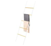 eluno Échelle Porte-Serviettes avec 5 Barres Porte-Serviettes en Bambou métal (Blanc)