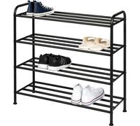 eluno étagère à chaussures ouverte pour 16 paires de chaussures en métal noir mat avec 4 étagères, pieds réglables en hauteur, support pour chaussures, rangement pour chaussures, organiseur à chaussur