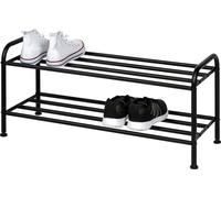 eluno étagère à chaussures ouverte pour 8 paires de chaussures en métal noir mat avec 2 étagères, pieds réglables en hauteur, support pour chaussures, rangement pour chaussures, armoire à chaussures,