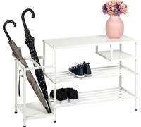eluno étagère à chaussures pour env. 6 paires de chaussures, 4 étagères et porte-parapluies, blanc