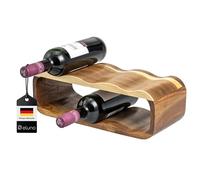 eluno Étagère à vin pour 6 bouteilles en bois d'acacia, étagère à bouteilles sans montage - Design moderne adapté à de nombreux espaces de vie - 38 x 12,5 x 16 cm