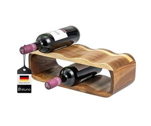 eluno Étagère à vin pour 6 bouteilles en bois d'acacia, étagère à bouteilles sans montage - Design moderne adapté à de nombreux espaces de vie - 38 x 12,5 x 16 cm