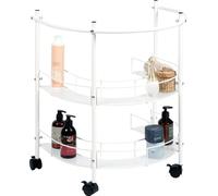 eluno Étagère basse pour lavabo incl. 2 étagères et 4 roulettes, armoire basse pour lavabo en métal de haute qualité, blanc