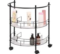 eluno Étagère basse pour lavabo incl. 2 étagères et 4 roulettes, armoire basse pour lavabo en métal de haute qualité, noir
