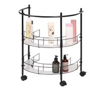 eluno Étagère inférieure pour lavabo avec 2 étagères et 4 roulettes verrouillables, étagère de salle de bain - Railing idéale comme porte-serviettes, meuble sous lavabo pour ustensiles de salle de