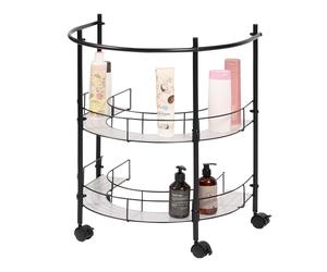 eluno Étagère inférieure pour lavabo avec 2 étagères et 4 roulettes verrouillables, étagère de salle de bain - Railing idéale comme porte-serviettes, meuble sous lavabo pour ustensiles de salle de