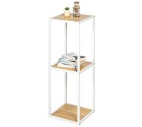 eluno Étagère sur pied en métal blanc mat 3 étagères en bois, pieds réglables en hauteur, bibliothèque, étagère de salle de bain, étagère de rangement, polyvalente, beaucoup d'espace les 82487-V