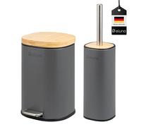 eluno FRAMURA Ensemble d'accessoires de salle de bain 2 pièces, composé de 1 poubelle cosmétique avec couvercle à fermeture amortie et d'une capacité de 5 litres et 1 brosse WC