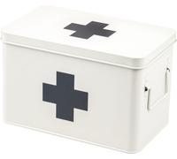 eluno grande boîte médicale, boîte de premiers secours avec plateau amovible et 5 compartiments, en métal blanc