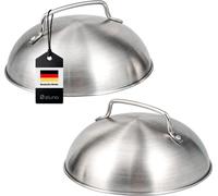 eluno Housse à burger set de 2 pièces - chacune 17,5 x 8,5 cm - hotte à griller, cloche à fondre, housse à burger, en acier inoxydable de qualité supérieure
