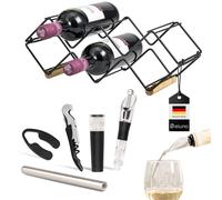 eluno Kit casier à vin 6 pcs. INCL. décanteur-verseur avec Bouchon, Sommelier, Bouchon à Vide, Tige de Refroidissement et Coupe-Film, kit Sommelier