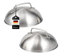 eluno Lot de 2 hottes à hamburger - 17,5 x 8,5 cm chacune - Cloche de cuisson - Couvercle de hamburger - Répartition parfaite de la chaleur - Convient pour le barbecue, la plancha ou la poêle - En