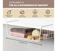 eluno Maxi panier d'armoire, panier suspendu avec étagère et protection anti-rayures, grand organisateur d'armoire pour une surface de rangement supplémentaire, blanc