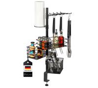 eluno Organisateur d'accessoires de barbecue 5 en 1 à monter par serrage, BBQ cuisine d'extérieur, en métal noir