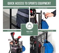 eluno Organisateur de sacs de golf avec crochets, étagère de rangement pour 1 sac de golf et accessoires de golf, en acier noir