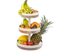 eluno Panier à fruits rond à 3 étages avec un diamètre de 20 cm, 25 cm et 30 cm, panier à fruits, beaucoup d'espace pour les fruits, les légumes, le pain et les collations dans la cuisine et le salon