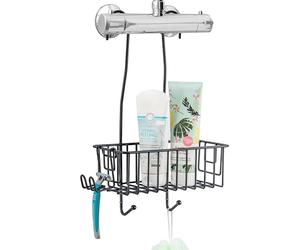 eluno Panier de douche à suspendre au robinet de douche, étagère de salle de bain avec 1 panier et crochet. L'étagère de douche est résistante à la rouille et à l'eau grâce au revêtement en