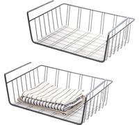 eluno Paniers d'armoire set de 2 avec étagères et protection anti-rayures, gris