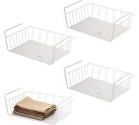 eluno Paniers d'armoire, set de 4 avec étagères et protection anti-rayures, panier de rangement Organizer pour cuisine, garde-manger, bureau, bibliothèque, armoire, placards, salle de bain, étagère in