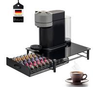 eluno porte-capsules pour 40x Nespresso Vertuo, boîte à tiroirs, support de machine en verre métal et plaque de verre, boîte à capsules de café, distributeur de capsules env. 33,5 x 9 x 41 cm (L/H/P),