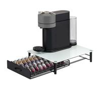 eluno porte-capsules pour 40x Nespresso Vertuo, boîte à tiroirs, verre blanc