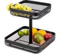 eluno Porte-objets carré à 2 étages / corbeille à pain, coupe à fruits, corbeille à fruits en métal noir