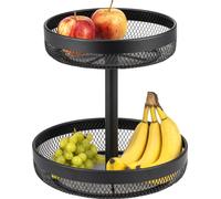 eluno Porte-objets rond à 2 étages / corbeille à pain, coupe à fruits, corbeille à fruits en métal noir