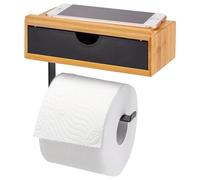 eluno Porte-Rouleau de Papier Toilette 3 en 1 en Bambou/métal (Noir)