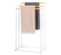 eluno Porte-Serviettes sur Pied 3 Barres en Bambou (Blanc)