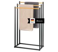 eluno Porte-Serviettes sur Pied 3 Barres en Bambou (Noir)