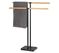 eluno Porte-Serviettes sur Pied à 2 Barres en Bambou/métal (Noir)