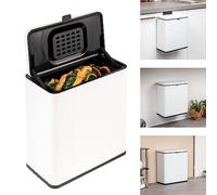 eluno Poubelle à déchets organiques 6 L avec filtre anti-odeurs, à suspendre, poser ou coller, bac à compost, 3 types de montage (blanc)