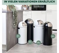 eluno Poubelle à poussoir 35 litres en tôle d'acier, poubelle rétro avec couvercle amovible, collecteur de déchets, poubelle de cuisine avec clapet à poussoir, noir