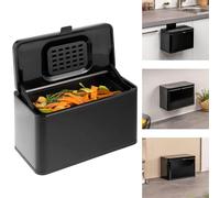eluno Poubelle Bio 3 l avec Filtre Anti-odeurs, à Suspendre, Poser ou Coller, Seau à Compost, 3 Modes de Montage (Noir)