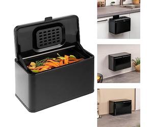 eluno Poubelle Bio 3 l avec Filtre Anti-odeurs, à Suspendre, Poser ou Coller, Seau à Compost, 3 Modes de Montage (Noir)
