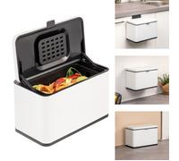 eluno Poubelle Bio 3 l avec Filtre Anti-odeurs, à Suspendre, Poser ou Coller, Seau à Compost, 3 Modes de Montage (Blanc)