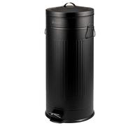 eluno Poubelle de cuisine vintage à pédale avec seau intérieur amovible en plastique noir 30 l (Noir)