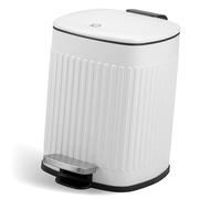 eluno Poubelle de salle de bain, à pédale, 6 litres, avec seau intérieur amovible en plastique (blanc)